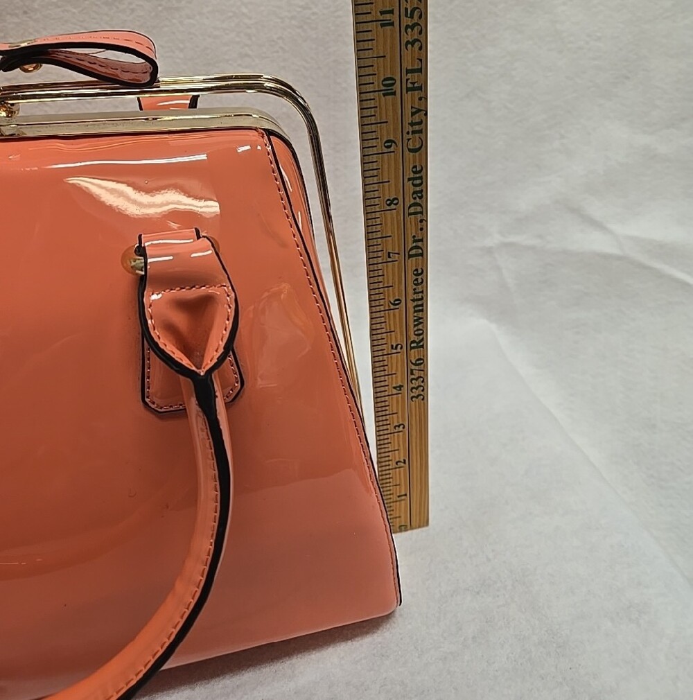 Top-Handle Satchel Coral Pink 10x12x6.5 With Matching Wallet - Picture 14 of 16
